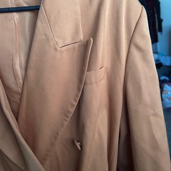Morgan Miller Women's Camel Double Breasted Belted Blazer Retro Inspired Size 18 - Picture 4 of 7